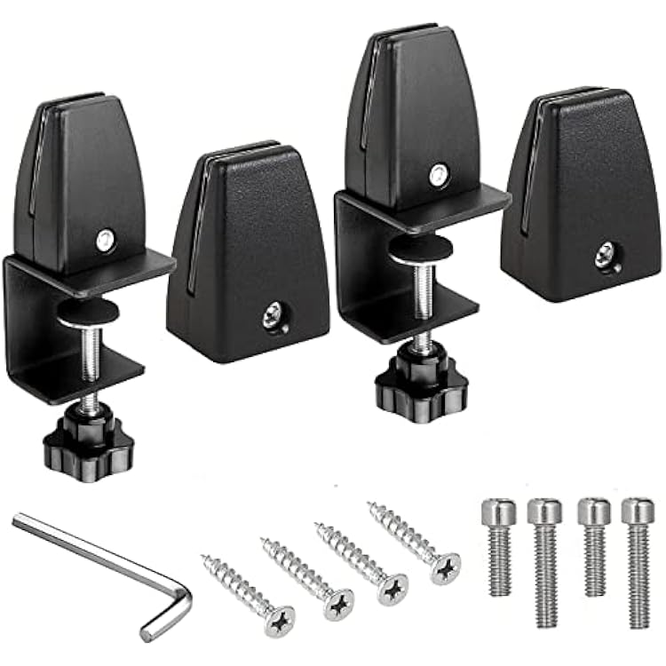 4PCS Sneeze Guard Partition Clamp Adjustable Plexiglass Divider Support Clamps,C Clamp Base Partition Clamp,Sneeze Guard Clamps for Desk Privacy Panel