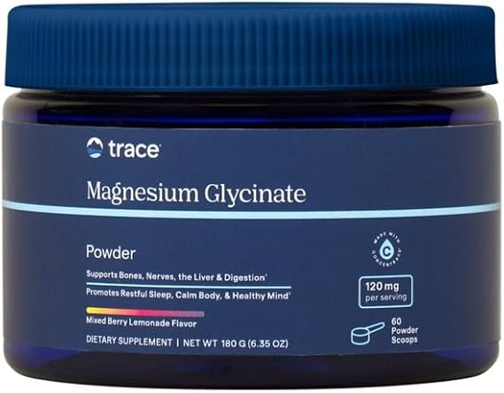 Trace Minerals Magnesium Glycinate Powder, Mixed Berry Lemonade | High absorption chelated form, Gentle on stomach, ionic trace minerals, Calm muscles and mood