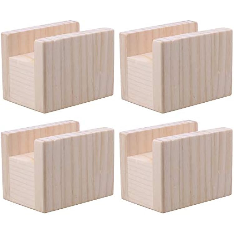 Yibuy 4Pcs 10x7x8.5cm Wood Cube Furniture Storage Riser Lifters Groove