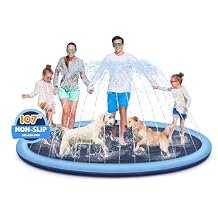 Splash Pad for Kids and Dogs, 107'' Extra Large Splash Pad for Toddlers 1-3 and Kids Ages 4-8, Non Slip Thicken Sprinkler Dog Pool Summer Outdoor Water Toys for Backyard