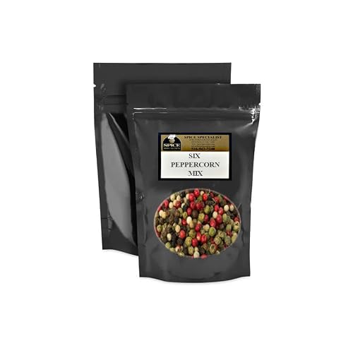 Six Peppercorn Mix - 1 lb. - resealable stand up pouch bag with oval window.