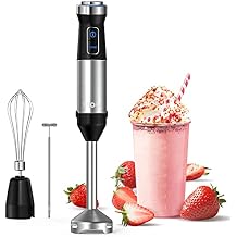Immersion Blender, Ultra-Stick Hand Blender Variable Speed Hand Blender 500 Watt Heavy Duty Copper Motor Brushed 304 Stainless Steel for Soups Sauces and Smoothie, Set Black