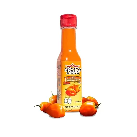 MEXICO LINDO SALSA DE CHILE HABANERO RED SAUCE (Salsa Habanera Roja) 5 fl. oz. (150ml)