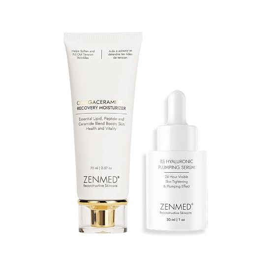 ZENMED Anti-Aging + Calming Duo with B5 Hyaluronic Plumping Serum, Omegaceramide+ Recovery Moisturizer