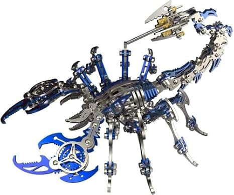 3D Metal Puzzle, 200 Pieces 3D Mechanical Scorpion King Metal Puzzle Model Kit, Stainless Steel Mechanical Insect Animal Model, 3D Puzzle Metal DIY Ornament Gifts for Adults Teens (Blau)