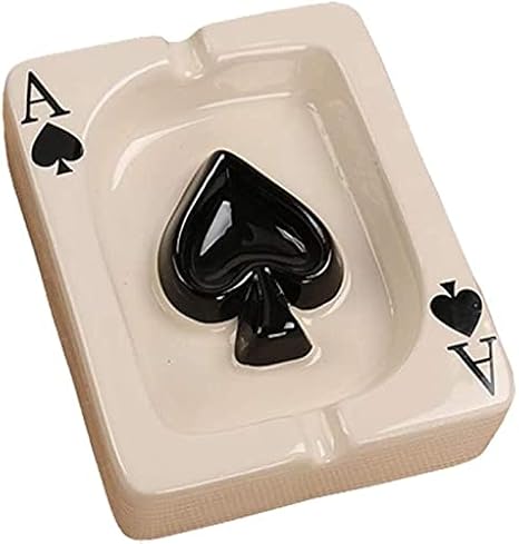 Habiba Ashtrays Playing Card Ashtray Ceramic Small Ash Tray Square with Card Can Be Used Car Home Coffee Table Decoration Ornaments Ashtrays Portable
