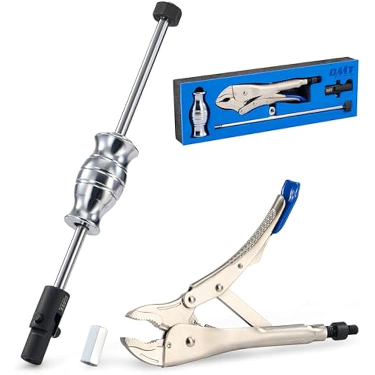 Orion Motor Tech Vise Grip Slide Hammer, 9.8 in Locking Pliers 2 lb Slide Hammer with Quick Release Swivel Connector, Locking Pliers Slide Hammer Set for Nail Bolt Pin Seal CV Axle Removal