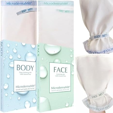 MicrodermaMitt Deep Exfoliating Mitt - Premium Dead Skin Remover & Exfoliator for Face and Body Bundle