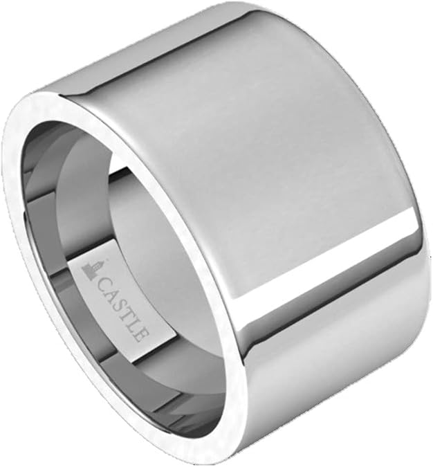 Comfort Fit Gold Mens Womens Wedding Band Solid 10K/14K/18K Rose/White/Yellow Gold Flat Comfort Fit Ring 12mm Wide