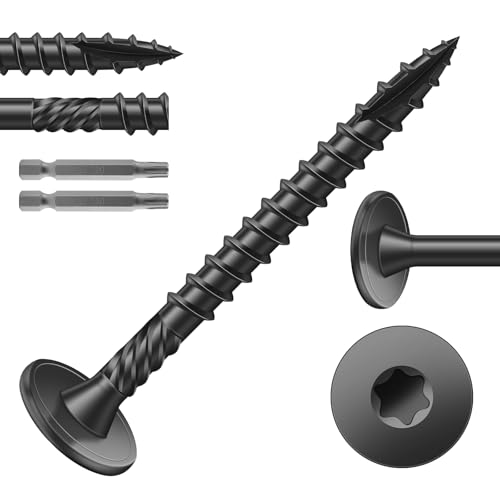 #14 x 2 Inch Outdoor Structural Wood Deck Screws 94Pcs2lb, Carbon Steel, Black, Flat Head, Rust Resistant Epoxy Coated, T30 Star Bit