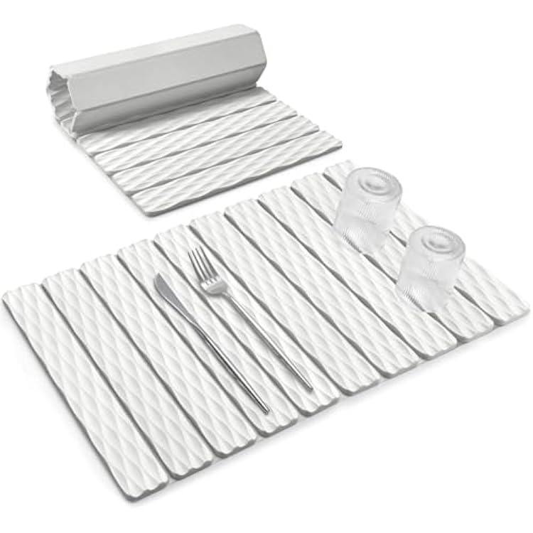 Stone Dish Drying Mats for Kitchen Counter, 24L16W, Fast Drying Collapsible Dish Drying Mat, Eco-Friendly Absorbent Diatomaceous Earth Mats for Match Any Countertop, Wave - Pattern