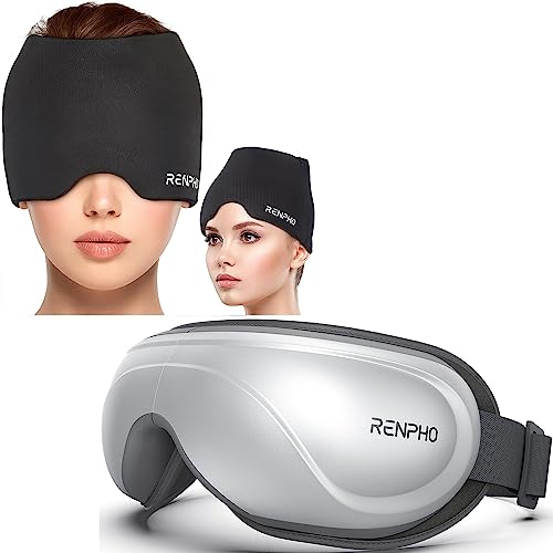 RENPHO Eyeris 2 - Eye Massager with Heat for Migraines Ice Head Wrap Migraine Relief Cap