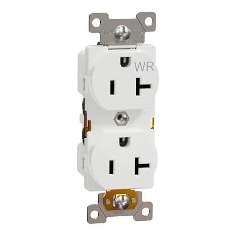 Square D by Schneider Electric Square D X Series 125V Weather Resistant Outdoor Tamper Resistant Outlet, Duplex 20 Amp, Matte White