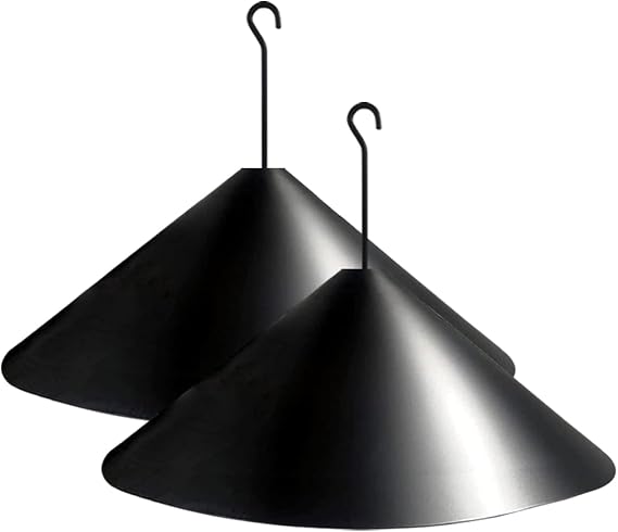 19 Inch PP Squirrel Proof Baffle for Protecting Outside Pole Bird Feeders and Bird Houses, Hang Mount Raccoon and Squirrel Guard Stopper for Shepherd Hooks - Black, 2 Pack