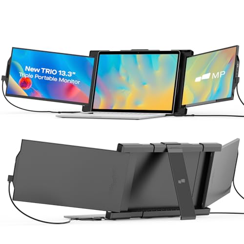 Trio Portable Monitor for Laptop, Mobile 13.3 Dual & Triple Screen 1080P IPS Display Laptop Monitor, USB AType-C, On-The-Go for Mac, PC,Linux, Chromebook 13-17 Laptops