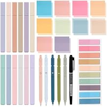 38 PCS Annotation Set with Aesthetic Highlighters, Gel Pens, Sticky Notes & Tabs, Dual Tip, Fast Dry Ink Pens for Book Marking and Office Use