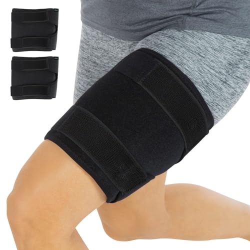 Vive Thigh & Hamstring Compression Sleeve Brace for Men & Women 2 Pack, Black - Pain Relief Support Wrap for Sciatica, Hip Flexor, Groin, Leg, Upper Thigh - Quick Results & Sciatic Nerve Recovery