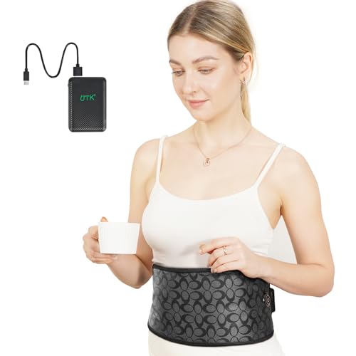 UTK Cordless Far Infrared Heating Pad for Back Pain Relief, Heating Belt for Waist, Lumbar, Abdomen, Electric 3 Heat Settings Up to 149F,Natural Jade for Lower Back Pain Relief