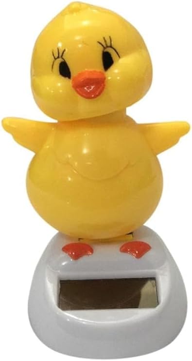 Yellow Bobblehead Chicken, Solar-Powered Car Charm, Cartoon Bobble Head Chick Ornaments Figures for Car Bobbleheads for Car Dashboard, Solar Power Kits,Funny Ornament Gifts, Interior Accessories