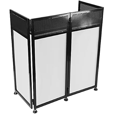 DJ Facade Booth 41L x 21.7W x 44H Portable DJ Booth Built in 40 x 20 Table, Travel Bag, Black & White Lighting Scrims, DJ Event Facade Table Stand for Outdoor Backyard Party, Max Capacity 331lbs