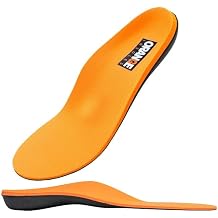 Orange Full Length E Insoles for Running, Walking & Work Shoes Orthotic Arch Support Inserts with Deep Heel Cup, Metatarsal Support & Stability for Mens Shoe 8-8.5, Womens 9.5-10