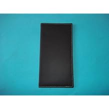 Restaurant Guest Check Presentation Holder 5 1/2" x 10 1/2" Dark Brown Imitation Leather Exterior White Border Stitched Brown Imitation Velvet Interior