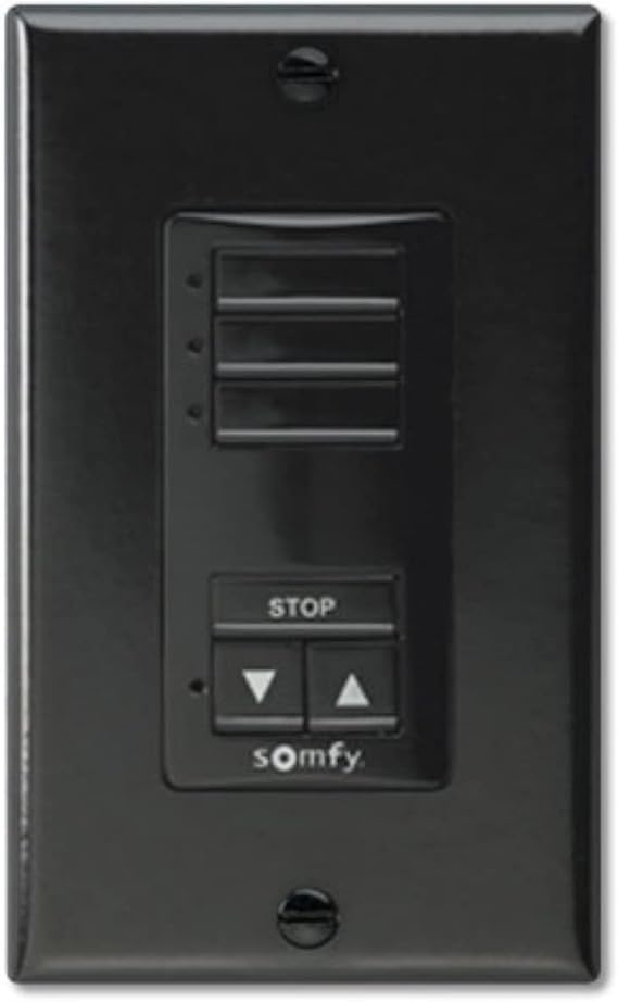 Somfy DecoFlex Wirefree RTS Wall Switch, 3-Channel, Black (1811070)