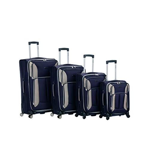 Rockland Impact Softside Spinner Wheel Luggage Set, Navy, 4-Piece Set 18222630