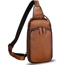 Genuine Leather Sling Bag Retro Crossbody Backpack Handmade Chest Shoulder Hiking Daypack Fanny Purse