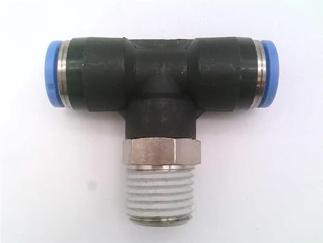 FESTO QST-1/4-8 (153110),0.95 to 6 BAR,10 to +80 Degrees C, 6.7 MM, Male Thread R1/4, Operating Medium: Compressed AIR/Water, Pneumatic Push-in T-Fitting, Push-Pull Principle