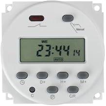 Baomain Time Switch Relay,Digital LCD Programmable Timer,12V DC/AC Input,200-250V 16A Output,28 Programs Daily/Weekly Schedule,CN101A for Lighting and Equipment Control