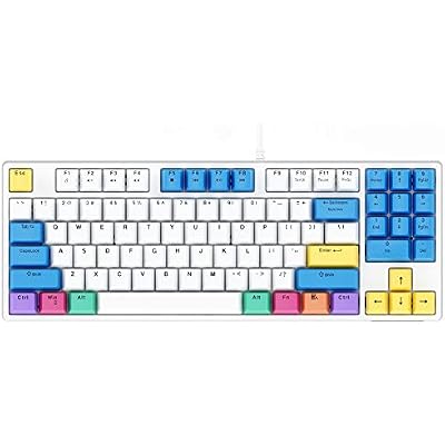 havit Mechanical Keyboard Wired 89 Keys Gaming Keyboard Red Switch Keyboard with PBT Keycaps for PC Gamer Computer White