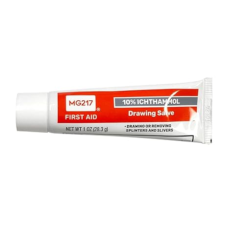MG217 10% Ichthammol Drawing Salve, Remove splinters, slivers, stingers, Thorns and Treat Minor Skin irritations - Made in The USA - 1 oz Tube