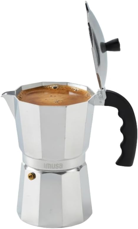 IMUSA 9 Cup Cast Aluminum Stovetop Coffee Maker with Cool-touch Handle