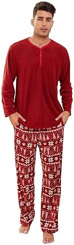 U2SKIIN Couple Pajama Sets, Plaid Pajama Set for Men and Women Soft Warm Pjs Set