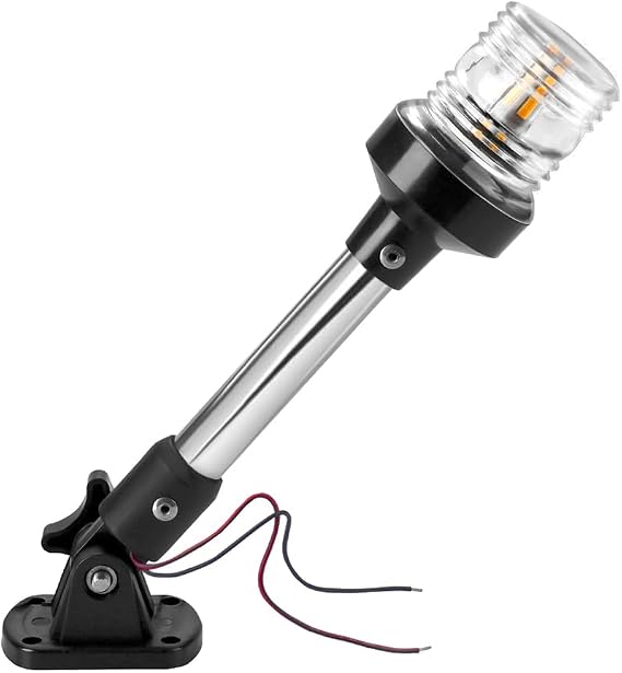 DDL Anchor Light,White LED Stern Light for Boat 3 Nautical Mile Bimini Top Lights Fold Down Pontoon Light All Round 360 12~24V, 9''