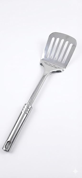 Smartizi Paslanmaz Çelik Delikli Mutfak Spatulası - Ergonomik Saplı Çevirme ve Fırın Tepsisi Servis Spatulası