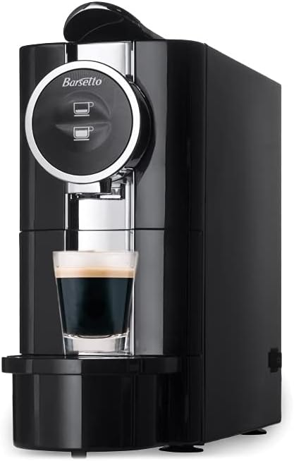 Koolatron Barsetto One-Touch Automatic Espresso Coffee Machine, Black and Stainless Steel with Removeable Drip Tray and Used Pod Storage Compartment are Dishwasher Safe for Effortless Cleanup