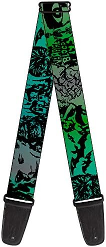 Buckle-Down Guitar Strap Retro Monster Aqua Black 2 Inches Wide