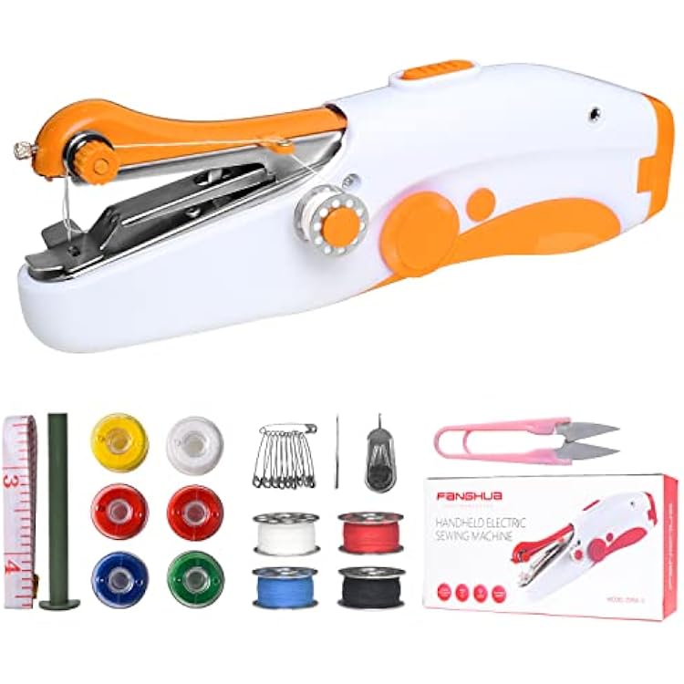 Handheld Sewing Machine, Quick Sew Mini Portable Electric Sewing Machine, Easy To Use For Adults Sewing Clothes, DIY, Family Travel Orange, FRJ002