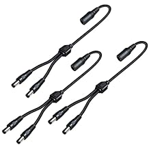 SIOCEN 3 Pack DC Power 1 Female to 2 Male 5.5mm x 2.1mm DC Power Supply Splitter Cable Cord, Y Splitter Adapter Wire,2 Way Y-Cable for Security CCTV Parking Camera, LED Strip Light