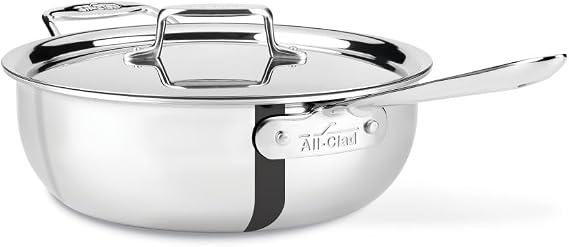 All-Clad 8701004844 Stainless Steel 5-Ply Dishwasher Safe 4 Qt. Essential Pan with Lid