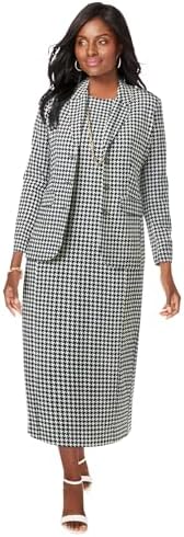 Jessica London Womens Plus Size 2-Piece Stretch Crepe Single-Breasted Maxi Jacket Dress