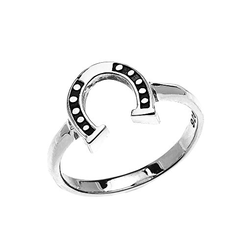 Sterling Silver Dainty Horseshoe Good Luck Ladies Ring