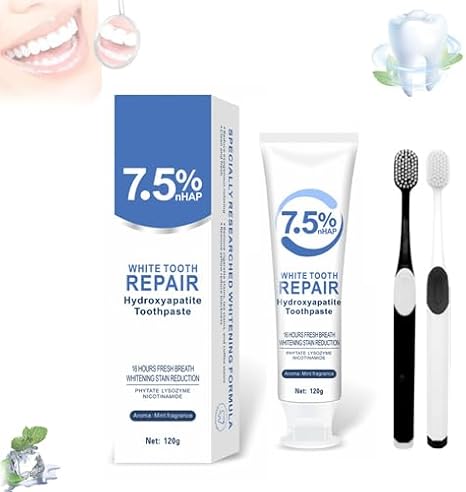 Hydroxyapatite Toothpaste, Fluoride-Free Hydroxyapatite Teeth Whitening Toothpaste, for Enamel Protection & Tooth Strengthening & Fresh Breath (1pcs)