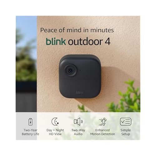 Blink Outdoor 4 (4th Gen) + Blink Mini Smart security camera, two-way talk, HD live view, motion detection, set up in minutes, Works with Alexa 5 camera system + Mini (White)