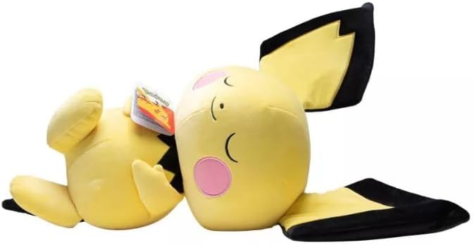 Pokemon 18” Plush Sleeping Pichu - Cuddly- Must Have for Pokémon Fans- Plush for Traveling, Car Rides