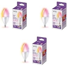 WiZ Connected 40W B12 LED Smart Light Bulbs - 3 Pack - Connects to Your Wi-Fi - E12 Smart Bulb - Control with Voice or App + Activate with Motion - Matter Compatible