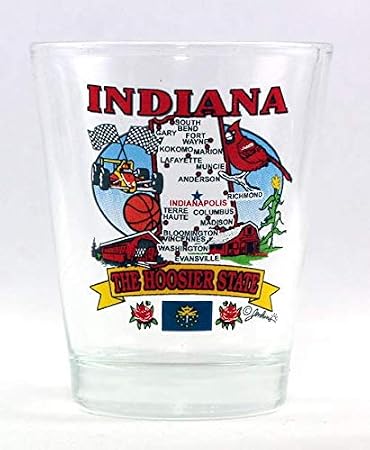 World By Shotglass Indiana State Elements Map Shot Glass
