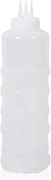 3 Hole Sauce Condiment Bottles Squeeze Dispenser Ketchup Salad Cruet Bin Oil Vinegar Bottle Kitchen Accessory (White 24oz - 700ml)